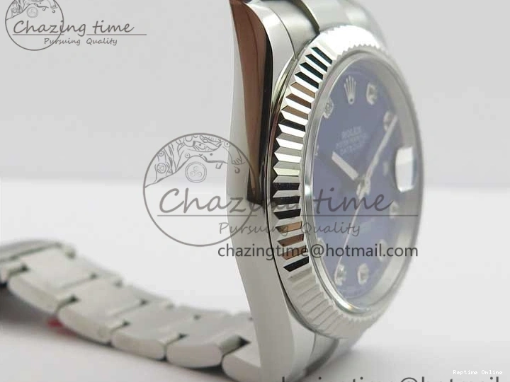 0406 Sporty DateJust 126334 SS Noob 1:1 904L Best Edition Blue Dial Diamond on Oyster Bracelet A 3164